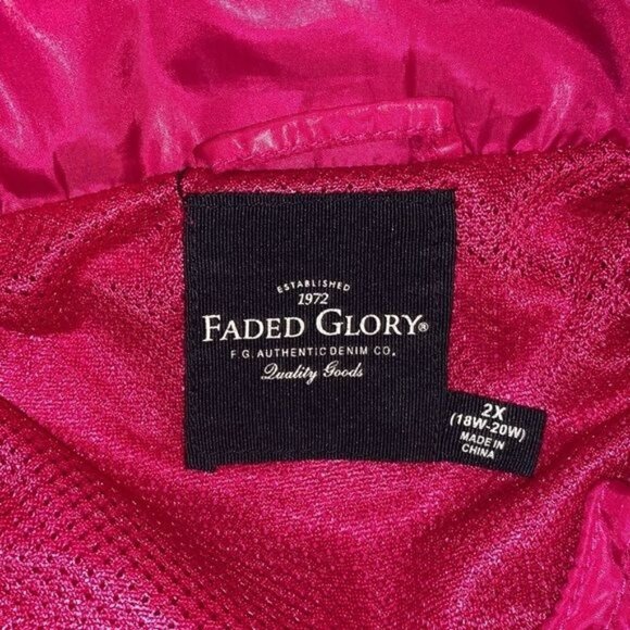 Faded Glory Womens Hot Pink Windbreaker Jacket 2X (18W-20W) With Zipper & Drawst - Picture 2 of 9